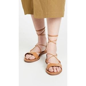 Madewell Boardwalk ankle lace up sandal leather tan 9